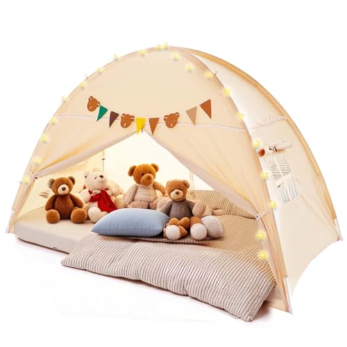 XTQINJIN Bettzelt Twin für Kinder, Doppelbett, gemütlicher Innenbereich, Privatsphäre, mit Sternenlichtern & Flaggen & Aufbewahrungstasche, perfekt für Jungen und Mädchen XTQINJIN Bettzelt Twin für Kinder, Doppelbett, gemütlicher Innenbereich, Privatsphäre, mit Sternenlichtern & Flaggen & Aufbewahrungstasche, perfekt für Jungen und Mädchen von XTQINJIN