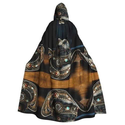 XTYGETY American West Rodeo Hut Druck Unisex Umhang Halloween Kapuzenumhang Robe Sensenmann Zauberer Gruseliges Cosplay Kostüm von XTYGETY