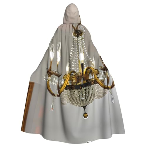 XTYGETY Ballsaal Kronleuchter Druck Unisex Umhang Halloween Kapuzenumhang Robe Sensenmann Zauberer Gruseliges Cosplay Kostüm von XTYGETY