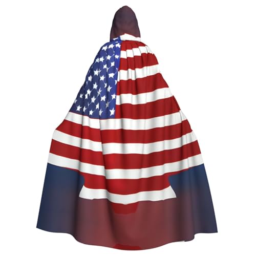 XTYGETY Baseball-Umhang mit amerikanischer Flagge, Unisex, Umhang mit Kapuze, Robe, Sensenmann, Zauberer, gruseliges Cosplay-Kostüm von XTYGETY