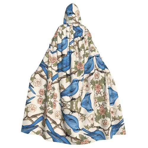 XTYGETY Bluebird-Muster 02, Unisex, Umhang mit Kapuze, Halloween, Robe, Sensenmann, Zauberer, gruseliges Cosplay-Kostüm von XTYGETY