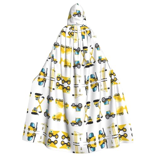 XTYGETY Cartoon Heavy Machinery Truck Print Unisex Cape Halloween Hooded Cloak Robe Grim Reaper Wizard Scary Cosplay Costume von XTYGETY
