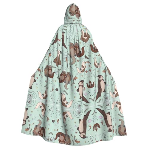 XTYGETY Cartoon-Umhang mit niedlichem Druck, Unisex, Halloween-Umhang, Robe, Sensenmann, Zauberer, gruseliges Cosplay-Kostüm von XTYGETY