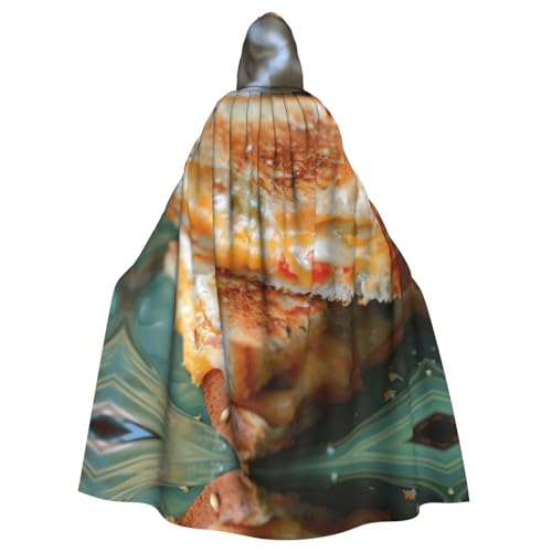 XTYGETY Cheese Sandwiches Print Unisex Umhang Halloween Kapuzenumhang Robe Sensenmann Zauberer Gruseliges Cosplay Kostüm von XTYGETY