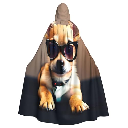 XTYGETY Chihuahua-Hundebrille, 1 Druck, Unisex, Umhang mit Kapuze, Umhang mit Kapuze, Sensenmann, Zauberer, gruseliges Cosplay-Kostüm von XTYGETY
