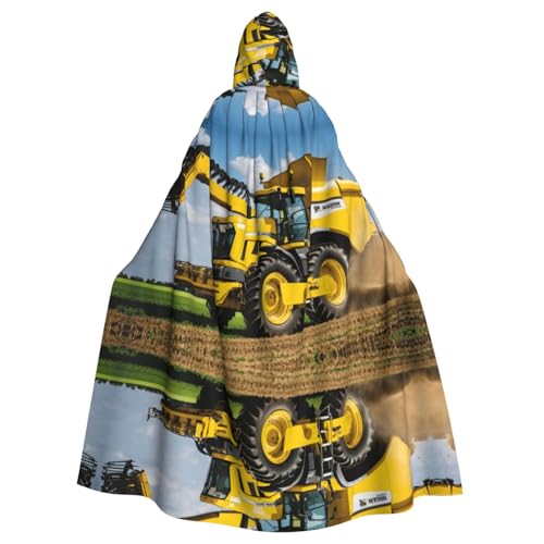 XTYGETY Company Farm-Traktor-Druck, Unisex, Umhang, Halloween, Kapuzenumhang, Robe, Sensenmann, Zauberer, gruseliges Cosplay-Kostüm von XTYGETY
