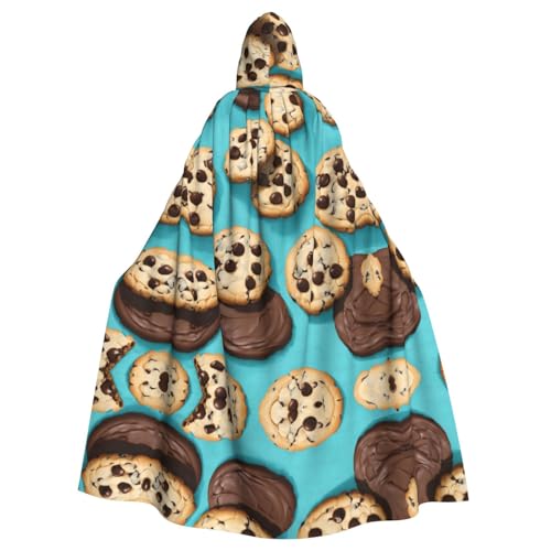 XTYGETY Cookies Food Schokoladenstückchen Kekse Druck Unisex Umhang Halloween Kapuzenumhang Robe Sensenmann Zauberer Gruseliges Cosplay Kostüm von XTYGETY