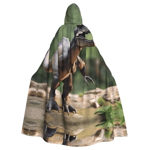 XTYGETY Dinosaurier-Modelle 01 Druck, Unisex, Umhang, Halloween, Kapuzenumhang, Robe, Sensenmann, Zauberer, gruseliges Cosplay-Kostüm von XTYGETY