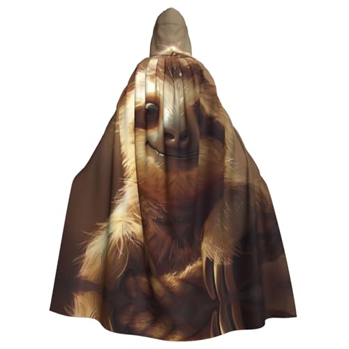 XTYGETY Entzückender Faultier-Aufdruck, Unisex, Umhang mit Kapuze und Sensenmann, Zauberer, gruseliges Cosplay-Kostüm von XTYGETY