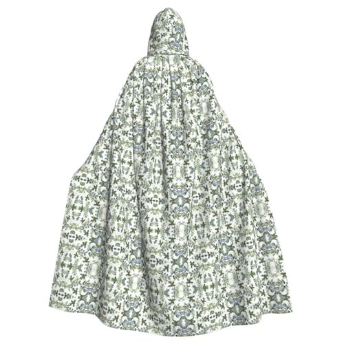 XTYGETY Grüner Eukalyptusblätter-Druck, Unisex, Umhang mit Halloween, Kapuzenumhang, Robe, Sensenmann, Zauberer, gruseliges Cosplay-Kostüm von XTYGETY
