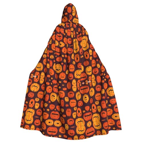 XTYGETY Halloween-Kürbis-Druck, Unisex, Umhang mit Kapuze, Robe, Sensenmann, Zauberer, gruseliges Cosplay-Kostüm von XTYGETY