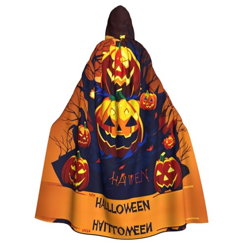 XTYGETY Halloween-Kürbis-Druck, Unisex, Umhang mit Kapuze, Robe, Sensenmann, Zauberer, gruseliges Cosplay-Kostüm von XTYGETY