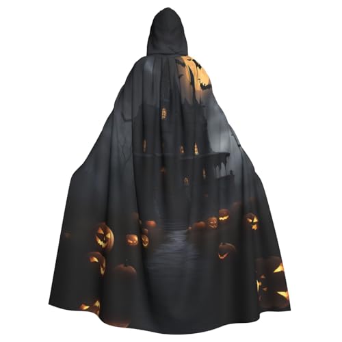 XTYGETY Halloween-Umhang, Gothic-Druck, Unisex, Umhang mit Kapuze, Sensenmann, Zauberer, gruseliges Cosplay-Kostüm von XTYGETY