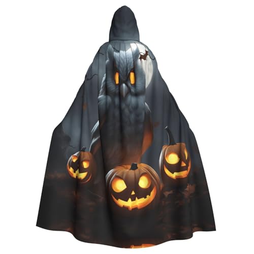 XTYGETY Halloween-Umhang mit Eule, Geist, Kürbis, Unisex, Umhang mit Kapuze, Robe, Sensenmann, Zauberer, gruseliges Cosplay-Kostüm von XTYGETY