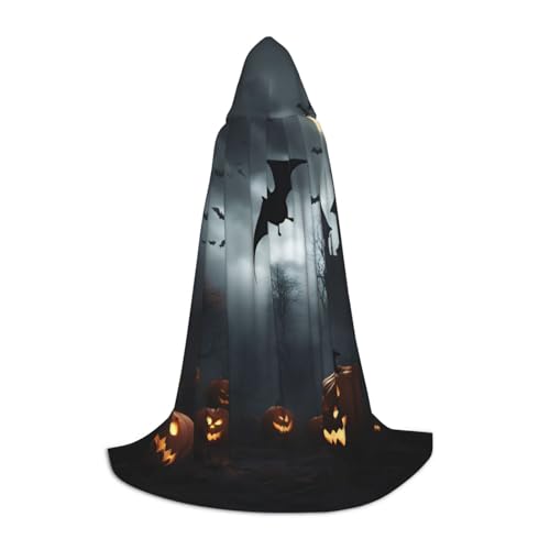 XTYGETY Halloween-Umhang mit fliegenden Fledermäusen, 4 Aufdruck, Kapuzenumhang mit Kapuze, perfekt für Halloween, Cosplay-Kostüme von XTYGETY
