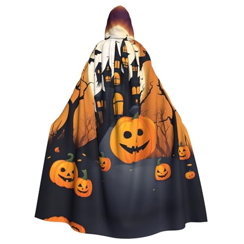 XTYGETY Happy-Halloween-Vector 1 Druck Unisex Umhang Halloween Kapuzenumhang Robe Sensenmann Zauberer Gruseliges Cosplay-Kostüm von XTYGETY
