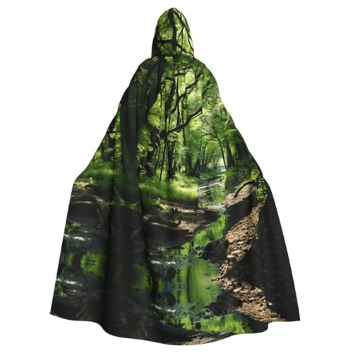 XTYGETY Hd Green Nature Print Unisex Umhang Halloween Kapuzenumhang Robe Sensenmann Zauberer Gruseliges Cosplay Kostüm von XTYGETY