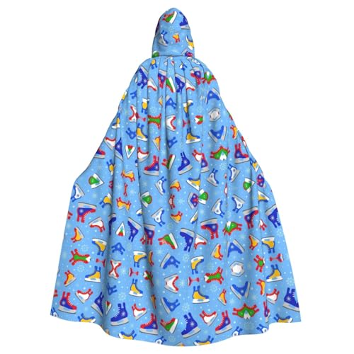 XTYGETY Hockey-Elemente, kreativer gemusterter Druck, Unisex, Umhang, Halloween, Kapuzenumhang, Robe, Sensenmann, Zauberer, gruseliges Cosplay-Kostüm von XTYGETY