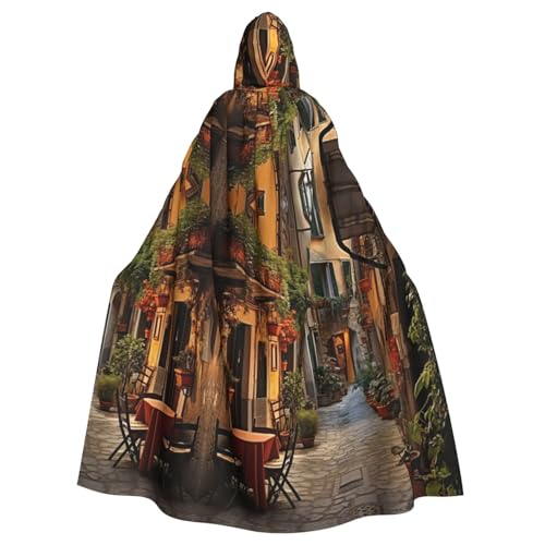 XTYGETY Italienischer Umhang mit alter Straße, Unisex, Umhang mit Kapuze, Sensenmann, Zauberer, gruseliges Cosplay-Kostüm von XTYGETY