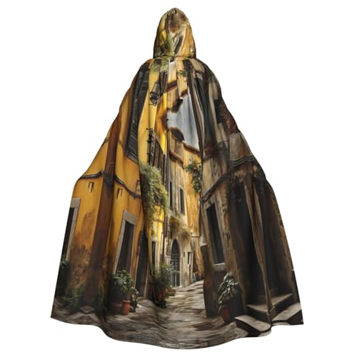 XTYGETY Italienischer Umhang mit alter Straße, Unisex, Umhang mit Kapuze, Sensenmann, Zauberer, gruseliges Cosplay-Kostüm von XTYGETY