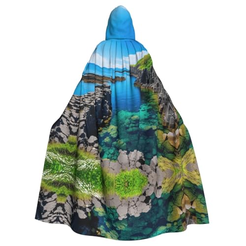 XTYGETY Jeju Island Korea Print Unisex Umhang Halloween Kapuzenumhang Robe Sensenmann Zauberer Gruseliges Cosplay Kostüm von XTYGETY