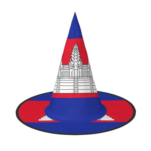 XTYGETY Kambodscha Flagge Druck Erwachsene Halloween Kostüm Zubehör Hexenhut Hexenhut für Party Karneval Rollenspiel von XTYGETY