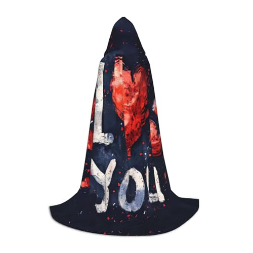 XTYGETY Kapuzenumhang mit Aufschrift "I Love You" mit Herzmuster, perfekt für Halloween, Cosplay-Kostüme XTYGETY Kapuzenumhang mit Aufschrift "I Love You" mit Herzmuster, perfekt für Halloween, Cosplay-Kostüme von XTYGETY