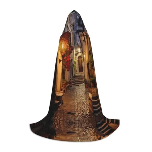 XTYGETY Kapuzenumhang mit italienischem Altenstraßen-Druck, perfekt für Halloween, Cosplay-Kostüme XTYGETY Kapuzenumhang mit italienischem Altenstraßen-Druck, perfekt für Halloween, Cosplay-Kostüme von XTYGETY