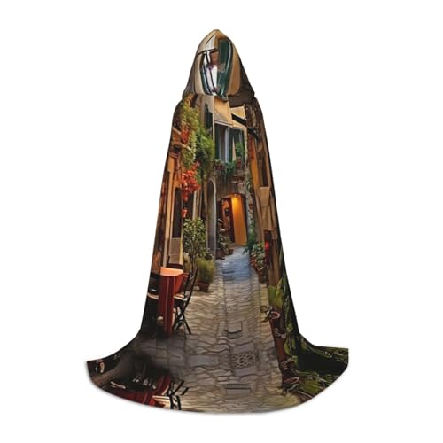 XTYGETY Kapuzenumhang mit italienischem Altenstraßen-Druck, perfekt für Halloween, Cosplay-Kostüme XTYGETY Kapuzenumhang mit italienischem Altenstraßen-Druck, perfekt für Halloween, Cosplay-Kostüme von XTYGETY