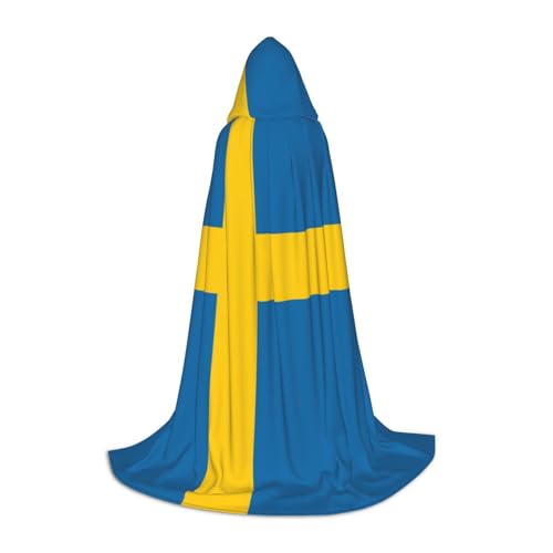 XTYGETY Kapuzenumhang mit schwedischer Flagge, perfekt für Halloween, Cosplay-Kostüme von XTYGETY