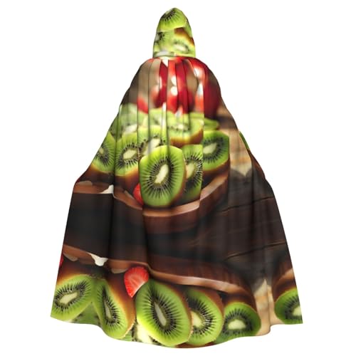 XTYGETY Kiwi Wassermelonen-Druck, Unisex, Umhang, Halloween, Kapuzenumhang, Robe, Sensenmann, Zauberer, gruseliges Cosplay-Kostüm von XTYGETY