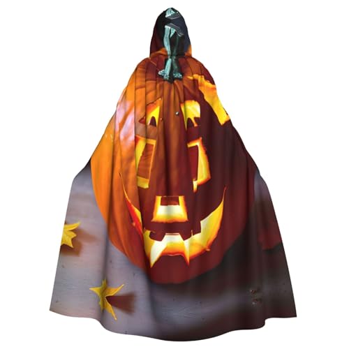 XTYGETY Kürbisse im Herbst Druck Unisex Umhang Halloween Kapuzenumhang Robe Sensenmann Zauberer Gruseliges Cosplay-Kostüm von XTYGETY