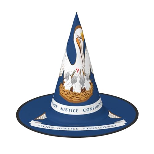 XTYGETY Louisiana State Flag Print Erwachsene Halloween Kostüm Zubehör Hexenhut Hexenhut Hexenhut für Party Karneval Rollenspiel von XTYGETY