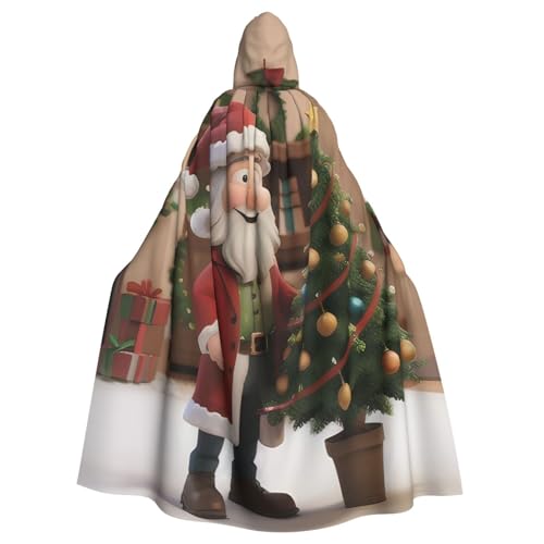 XTYGETY Lustiger Unisex-Umhang mit Weihnachtsdruck, Halloween-Umhang mit Kapuze, Sensenmann, Zauberer, gruseliges Cosplay-Kostüm von XTYGETY