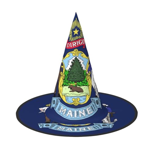 XTYGETY Maine State Flag Print Erwachsene Halloween Kostüm Zubehör Hexenhut Hexenhut Hexenhut für Party Karneval Rollenspiel XTYGETY Maine State Flag Print Erwachsene Halloween Kostüm Zubehör Hexenhut Hexenhut Hexenhut für Party Karneval Rollenspiel von XTYGETY