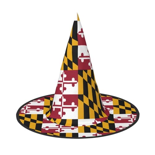 XTYGETY Maryland State Flag Print Erwachsene Halloween Kostüm Zubehör Hexenhut Hexenhut Hexenhut für Party Karneval Rollenspiel von XTYGETY