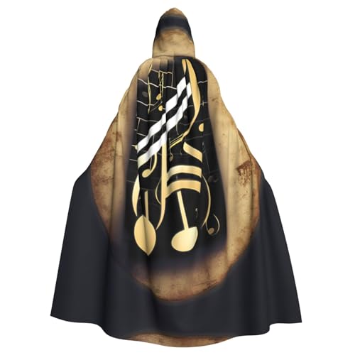 XTYGETY Music 1 Print Unisex Umhang Halloween Kapuzenumhang Robe Sensenmann Zauberer Gruseliges Cosplay Kostüm von XTYGETY