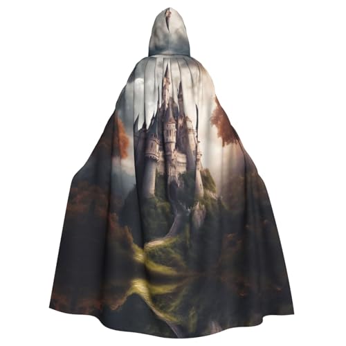 XTYGETY Mysterious Fantasy Fairy Tale Castle02 Unisex Umhang Halloween Kapuzenumhang Robe Sensenmann Zauberer Gruseliges Cosplay-Kostüm von XTYGETY