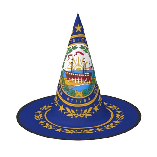 XTYGETY New Hampshire State Flag Print Erwachsene Halloween Kostüm Zubehör Hexenhut Hexenhut Hexenhut für Party Karneval Rollenspiel von XTYGETY