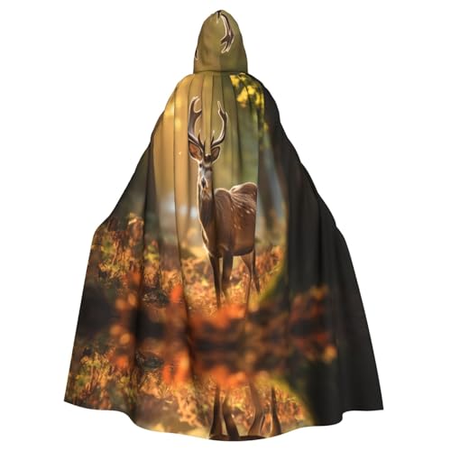 XTYGETY Outdoor-Umhang mit Hirschgeweih, Unisex, Umhang mit Kapuze, Robe, Sensenmann, Zauberer, gruseliges Cosplay-Kostüm von XTYGETY
