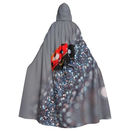 XTYGETY Roter Käfer-Muster, Unisex, Umhang, Halloween, Kapuzenumhang, Robe, Sensenmann, Zauberer, gruseliges Cosplay-Kostüm von XTYGETY