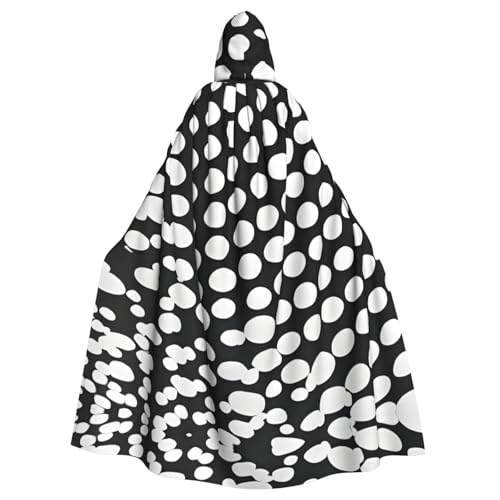XTYGETY Schwarz-weißes Punktemuster, Unisex, Umhang mit Kapuze, Halloween, Robe, Sensenmann, Zauberer, gruseliges Cosplay-Kostüm XTYGETY Schwarz-weißes Punktemuster, Unisex, Umhang mit Kapuze, Halloween, Robe, Sensenmann, Zauberer, gruseliges Cosplay-Kostüm von XTYGETY