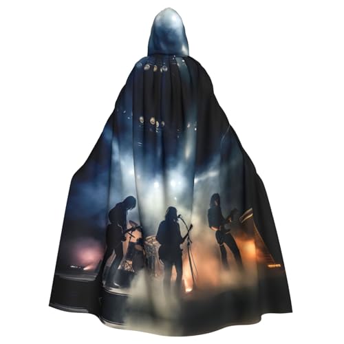 XTYGETY Schwarzer Rauchmusik-Druck, Unisex, Umhang, Halloween, Kapuzenumhang, Robe, Sensenmann, Zauberer, gruseliges Cosplay-Kostüm von XTYGETY