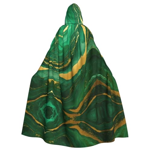 XTYGETY Schwarzer und goldener Unisex-Umhang mit geometrischem Druck, Halloween-Umhang mit Kapuze, Sensenmann, Zauberer, gruseliges Cosplay-Kostüm von XTYGETY