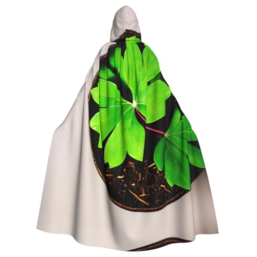 XTYGETY St. Patricks Day Unisex-Umhang mit Blätteraufdruck, Halloween-Kapuzenumhang, Robe, Sensenmann, Zauberer, gruseliges Cosplay-Kostüm von XTYGETY