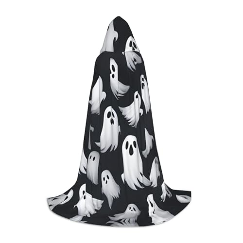 XTYGETY Süßes weißes Geister-Halloween-Muster, Kapuzenumhang mit Kapuze, perfekt für Halloween, Cosplay-Kostüme XTYGETY Süßes weißes Geister-Halloween-Muster, Kapuzenumhang mit Kapuze, perfekt für Halloween, Cosplay-Kostüme von XTYGETY