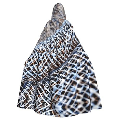 XTYGETY Umhang mit Fischernetz, Muscheldruck, Unisex, Halloween, Kapuzenumhang, Robe, Sensenmann, Zauberer, gruseliges Cosplay-Kostüm von XTYGETY