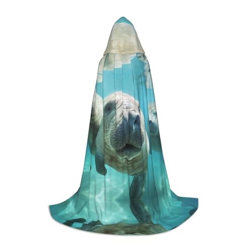 XTYGETY Umhang mit Kapuze und Seekuh, Tierdruck, perfekt für Halloween, Cosplay-Kostüme XTYGETY Umhang mit Kapuze und Seekuh, Tierdruck, perfekt für Halloween, Cosplay-Kostüme von XTYGETY
