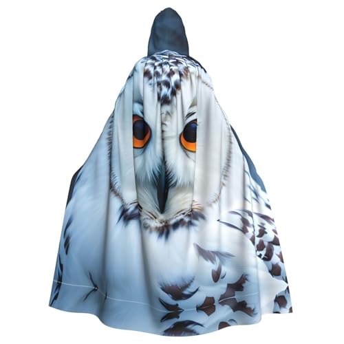 XTYGETY Umhang mit Schneeeule und Augen, Unisex, Umhang, Halloween, Kapuzenumhang, Robe, Sensenmann, Zauberer, gruseliges Cosplay-Kostüm von XTYGETY
