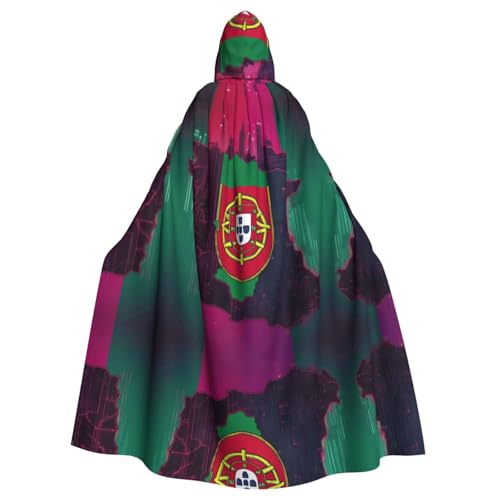 XTYGETY Umhang mit abstrakter portugiesischer Flagge, Map03, Unisex, Umhang, Halloween, Kapuzenumhang, Robe, Sensenmann, Zauberer, gruseliges Cosplay-Kostüm von XTYGETY